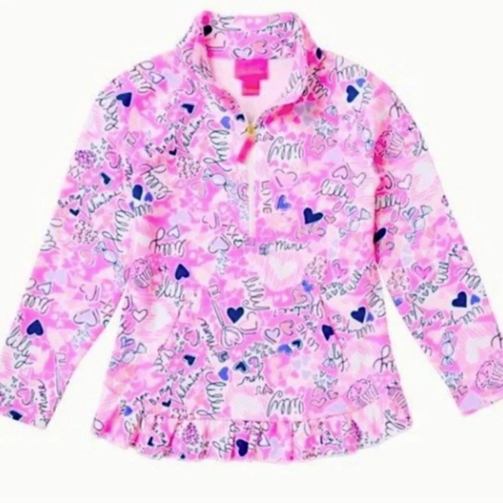 Lilly Pulitzer UPF 50+ mini killian popover Prosecco pink lilac you a lot XL